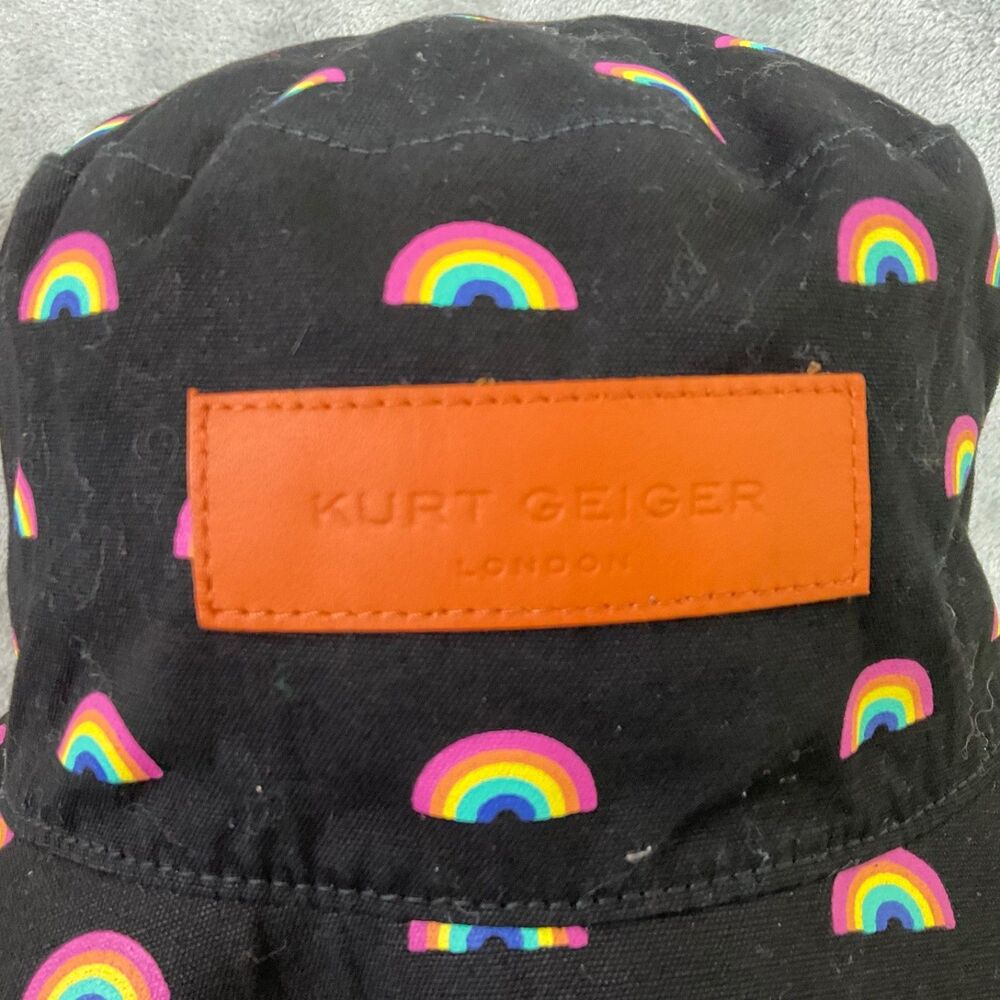Kurt Geiger London Colorful Rainbow Bucket Floppy Hat Travel, packable OS Logo - Picture 3 of 7